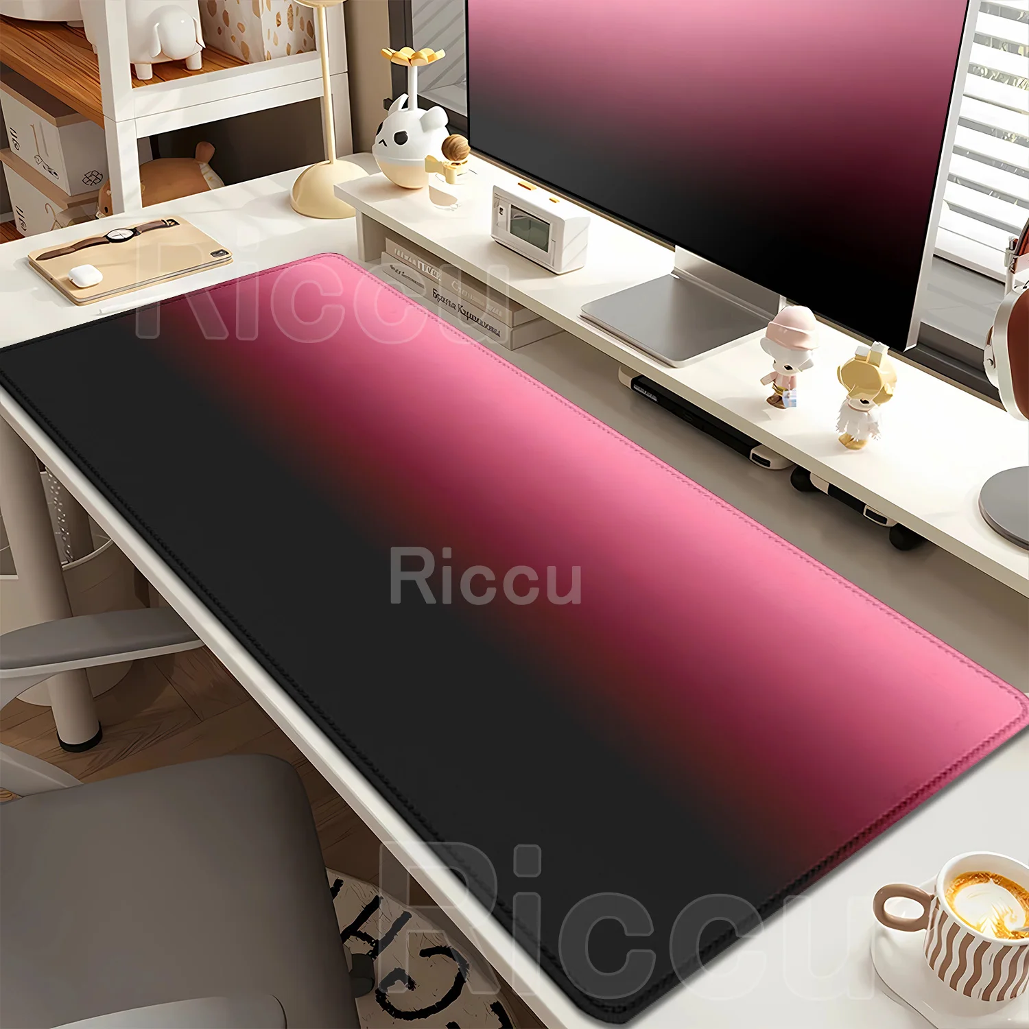 Minimalist Blackberry Pink Leather Mouse Pad High Sense Gradual Change Girl Oversized Morandi E-sports Office Keyboard Table Mat