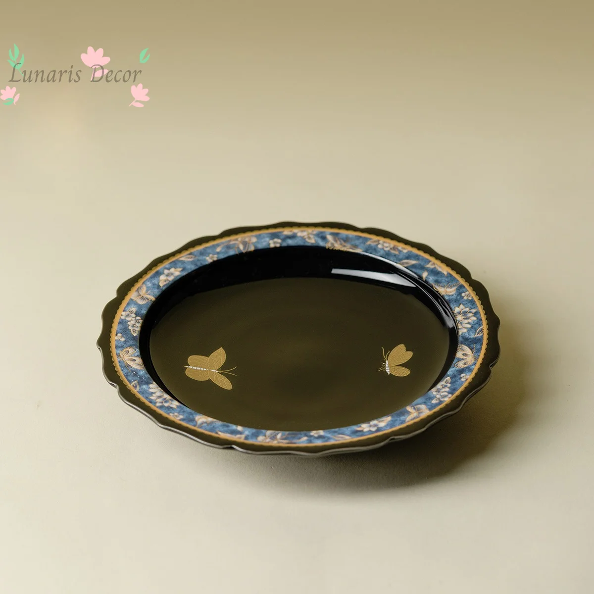 Wrong gold and silver butterfly love flower pot holder original classy ceramic dry soaking tray kung fu tea set tray