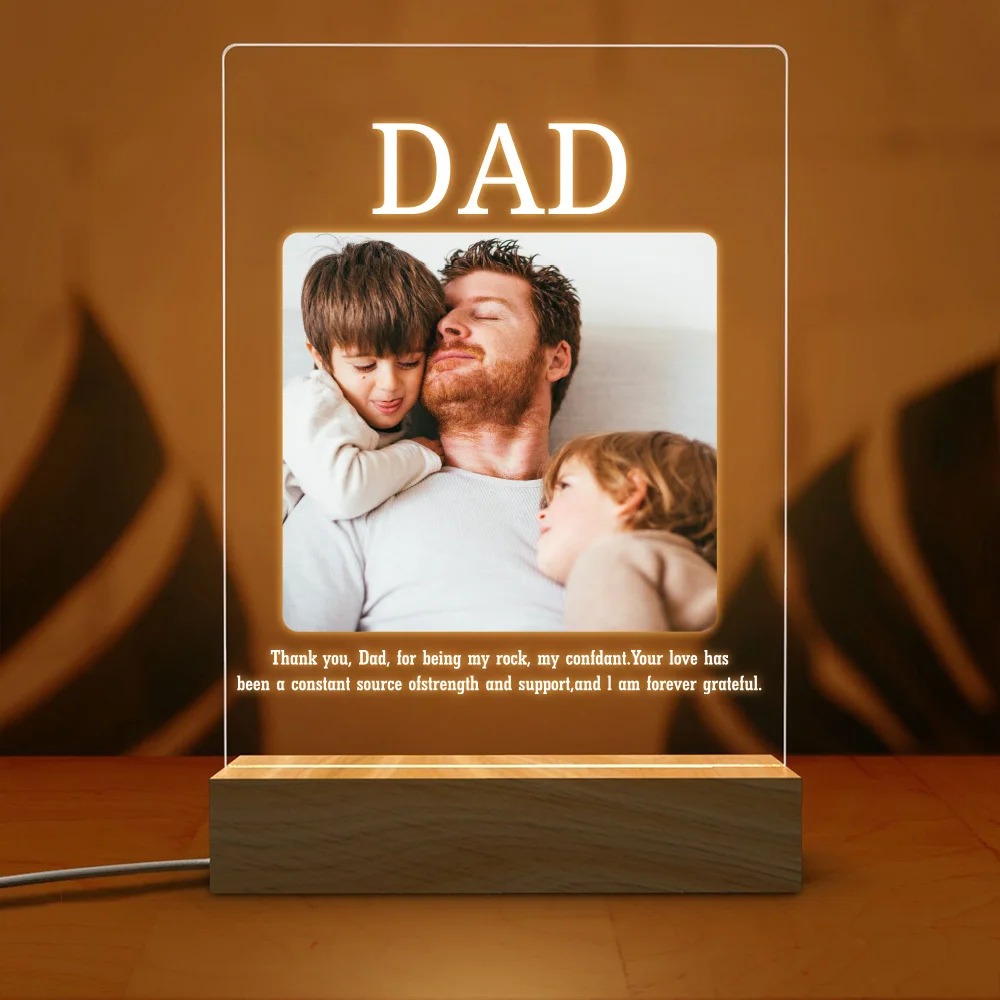 1 قطعة صورة مخصصة ونص قاعدة خشبية الاكريليك ضوء الليل ، LED ضوء الليل الدافئ ضوء الليل ، عيد الحب/الزفاف/هدية عيد ميلاد