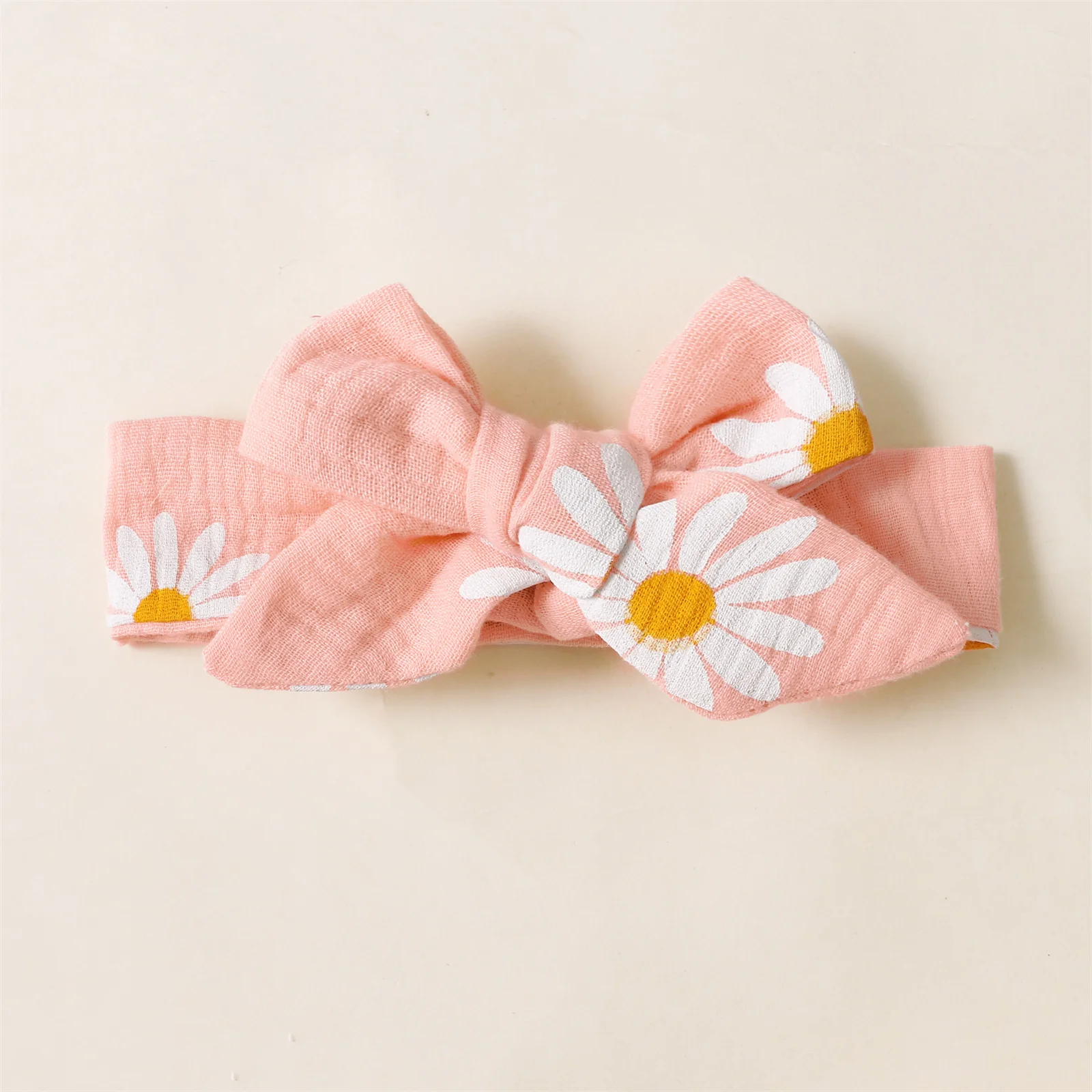 PatPat-Romper da menina do bebê com Headband Set, 100% Algodão, Daisy Print, Tecido Crepe, Macacão Infantil, Roupas Bonitos, Verão, 2pcs