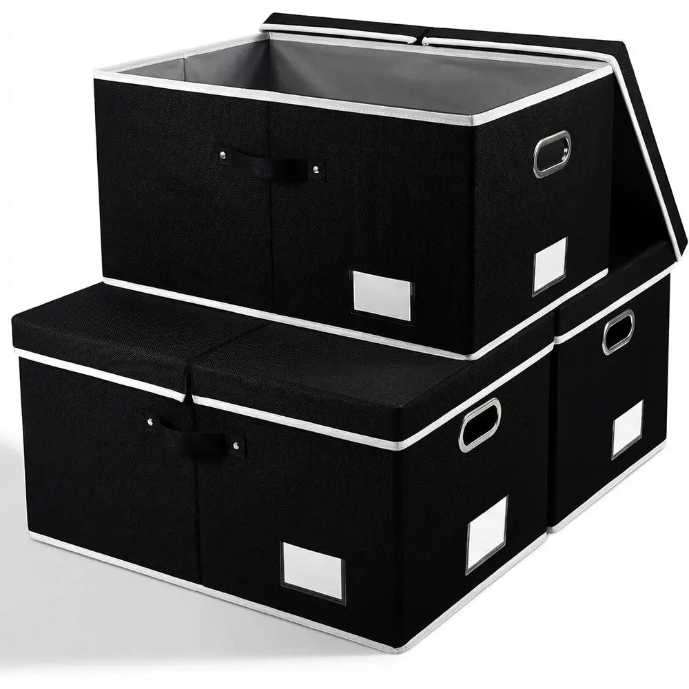 

Коробки для хранения с крышками [набор из 3 шт.] – тканевые складные контейнеры-органайзеры, корзины-кубы с крышкой для дома и спальни