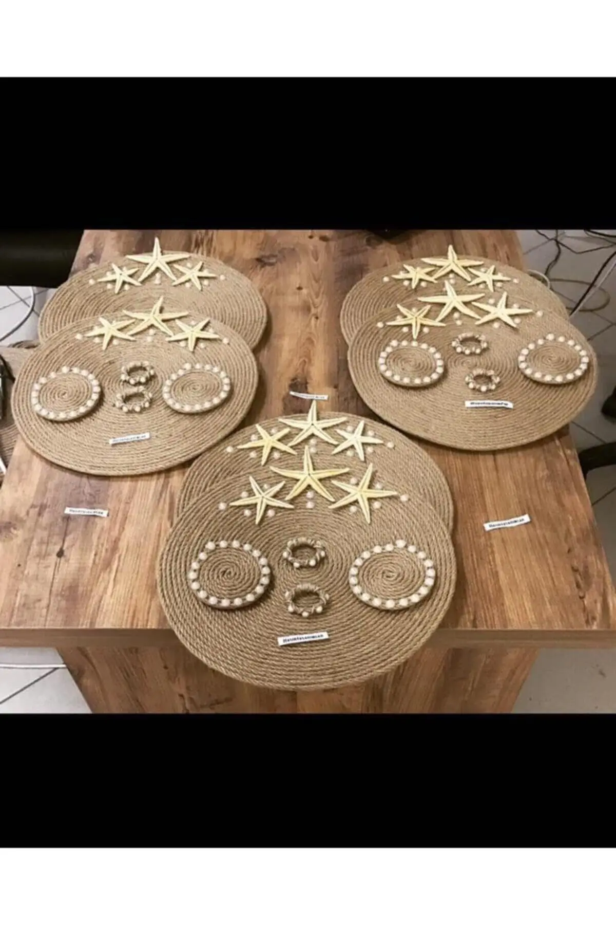 18 Piece Jute Rope Placemat and Coaster Set Round Beige/Cream 14 inch Diameter Easy Easy to Wipe Durable for Modern