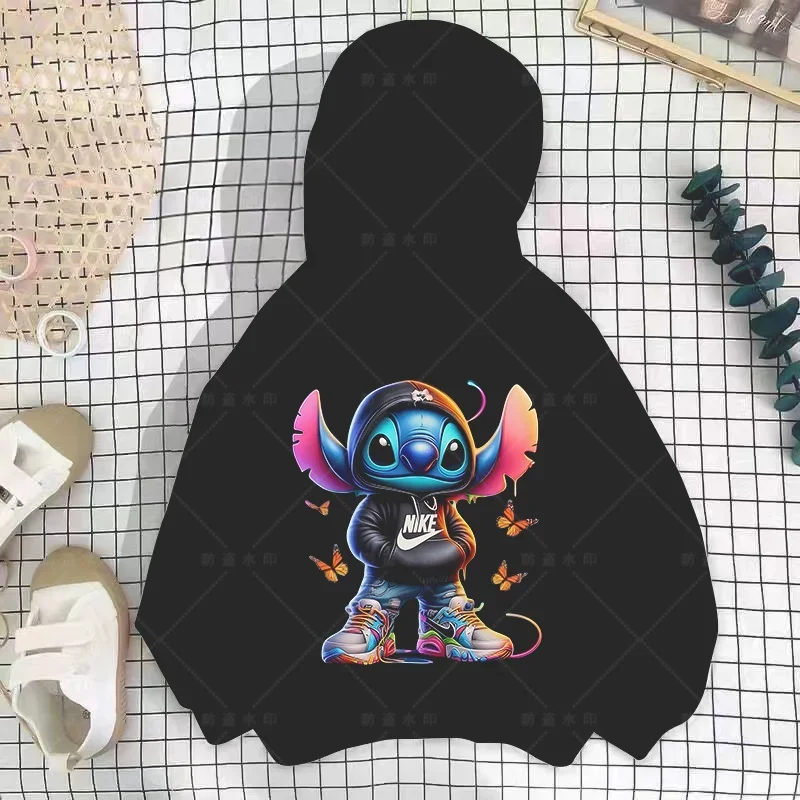 Stitch Hoodies Girls Sweatshirt Autumn And Winter Long Sleeve Harajuku Pullovers Disney Series Stich Casual Hooded Tops