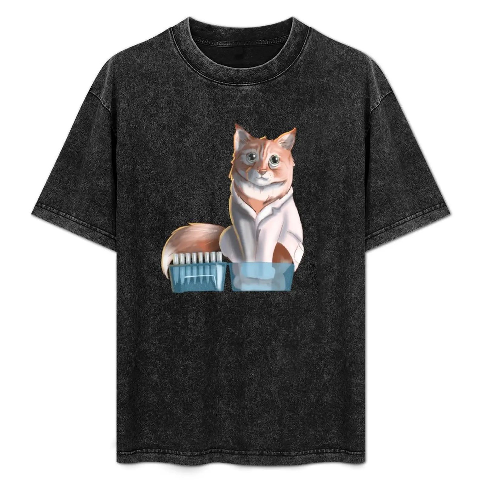 Science cat in a pipette tip box T-Shirt sublime basketball graphic tees mens graphic t-shirts big and tall