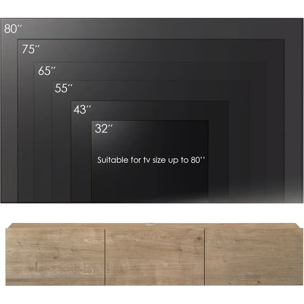 Floating TV Stand, TV Stand up to 75 inch TV, Floating TV Stand Wall Mounted, Floating Entertainment Center image 5