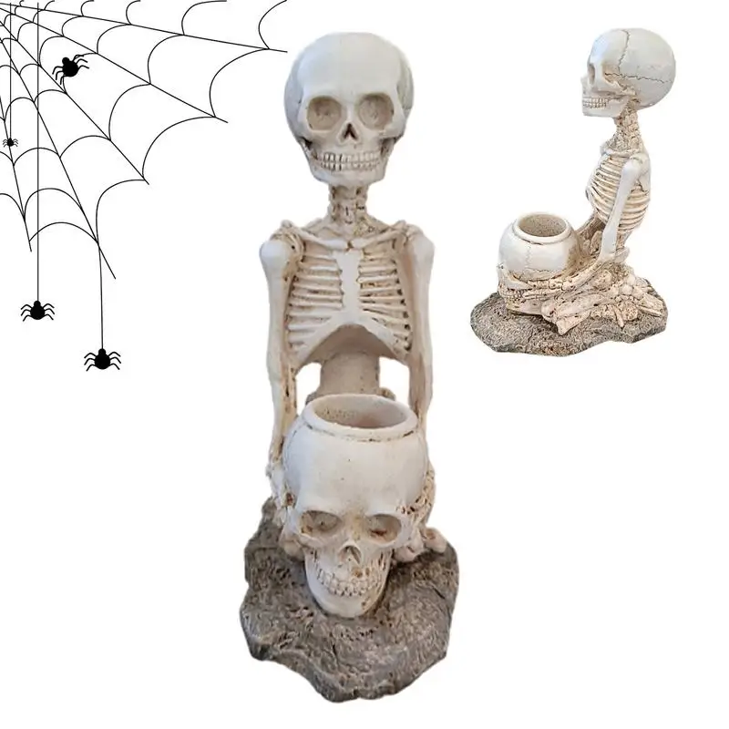 Skeleton Figurines Yoga Kneeling Skull Figurines Skeleton Figurine For Home Decor Resin Statues Spiritual Meditation Sculptures