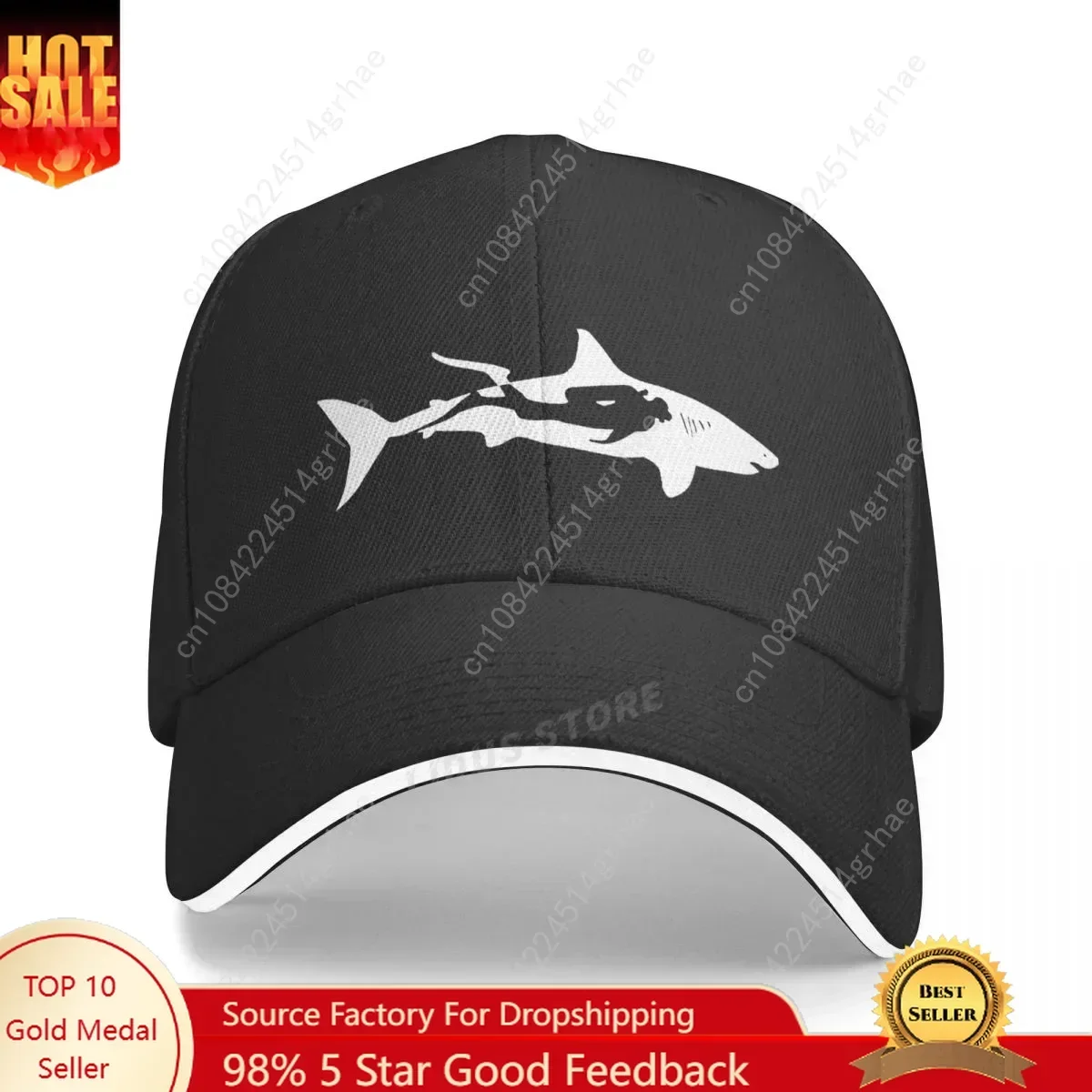 

Shark Diver Scuba Diving Dive Baseball Caps Adjustable Fashion Casual Outdoor Style Dive Shark Hats