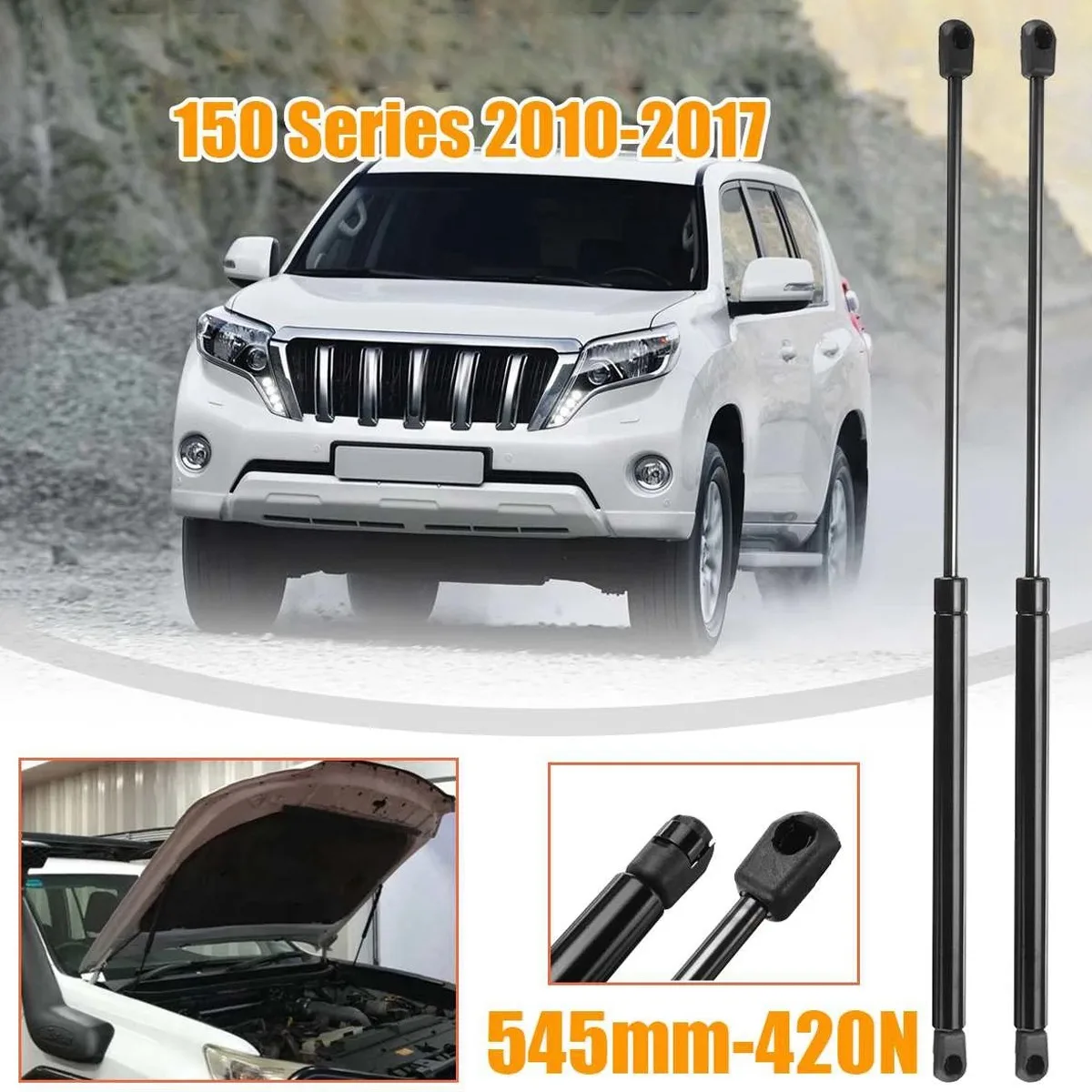 2Pcs Steel Car Bonnet Hood Gas Spring Support Struts 545mm-420N Shaft for Toyota Land Cruiser Prado 150 Series 2010-2017