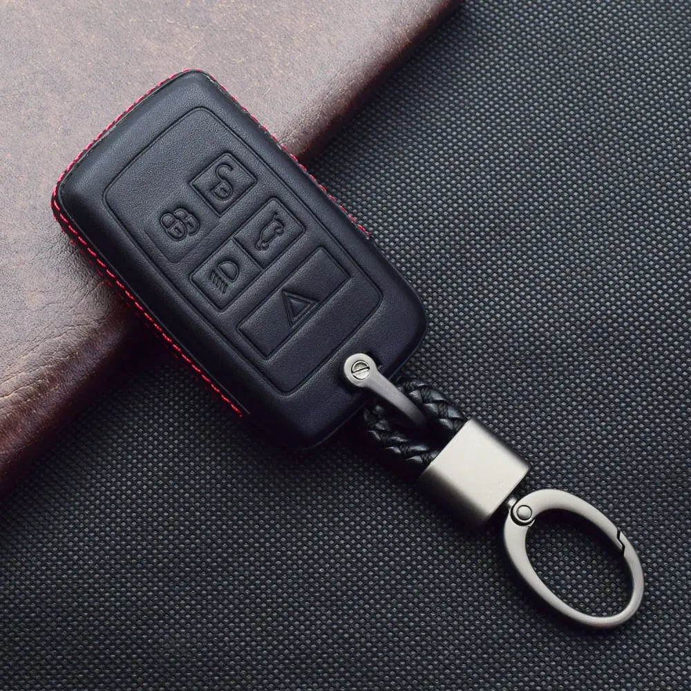 حقيبة غطاء مفاتيح السيارة من الجلد الحقيقي لسيارة لاند روفر رينج روفر سبورت إيفوك ديفندر ديسكفري جاكوار E F-Pace حافظة شل عن بعد #5