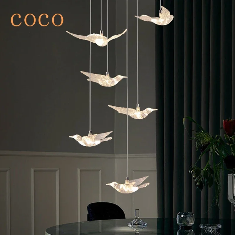 

Led Bird Pendant Lamp Home Decoration Lighting Hanging Lamp Design Loft Living Room Showroom Apartment Ceiling Villa Chandelier