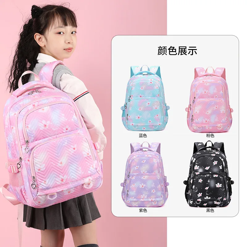 Lilo & Stitch School Bags Cartoon Flowers Printe Capacity Primary Secondary School Students Backpacks Lightweight Travel Mochila