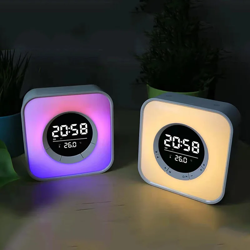 Creative ambience light Bluetooth audio household desk LED wireless speaker clock alarm clock P10 New