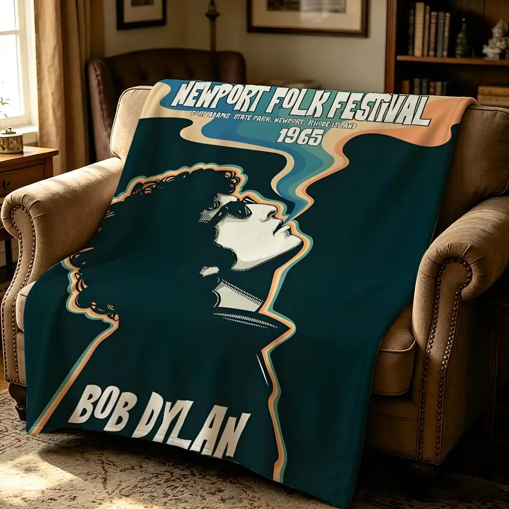 

music B-Bob Dylan-N Throw Thick Comfort Flannel Quilt, Multi-scene Use Indoor Outdoor Daily Nap