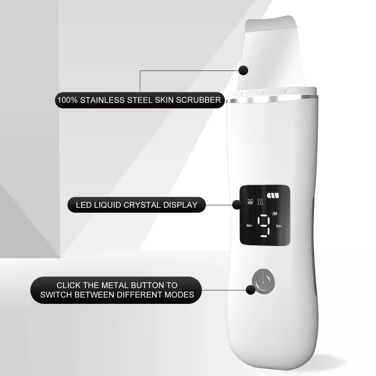 C7 Ultrasonic Facial Skin Cleaner, LCD Blackhead Removal Machine, Ultrasonic Ion Introduction Device, Facial Cleaning Tool