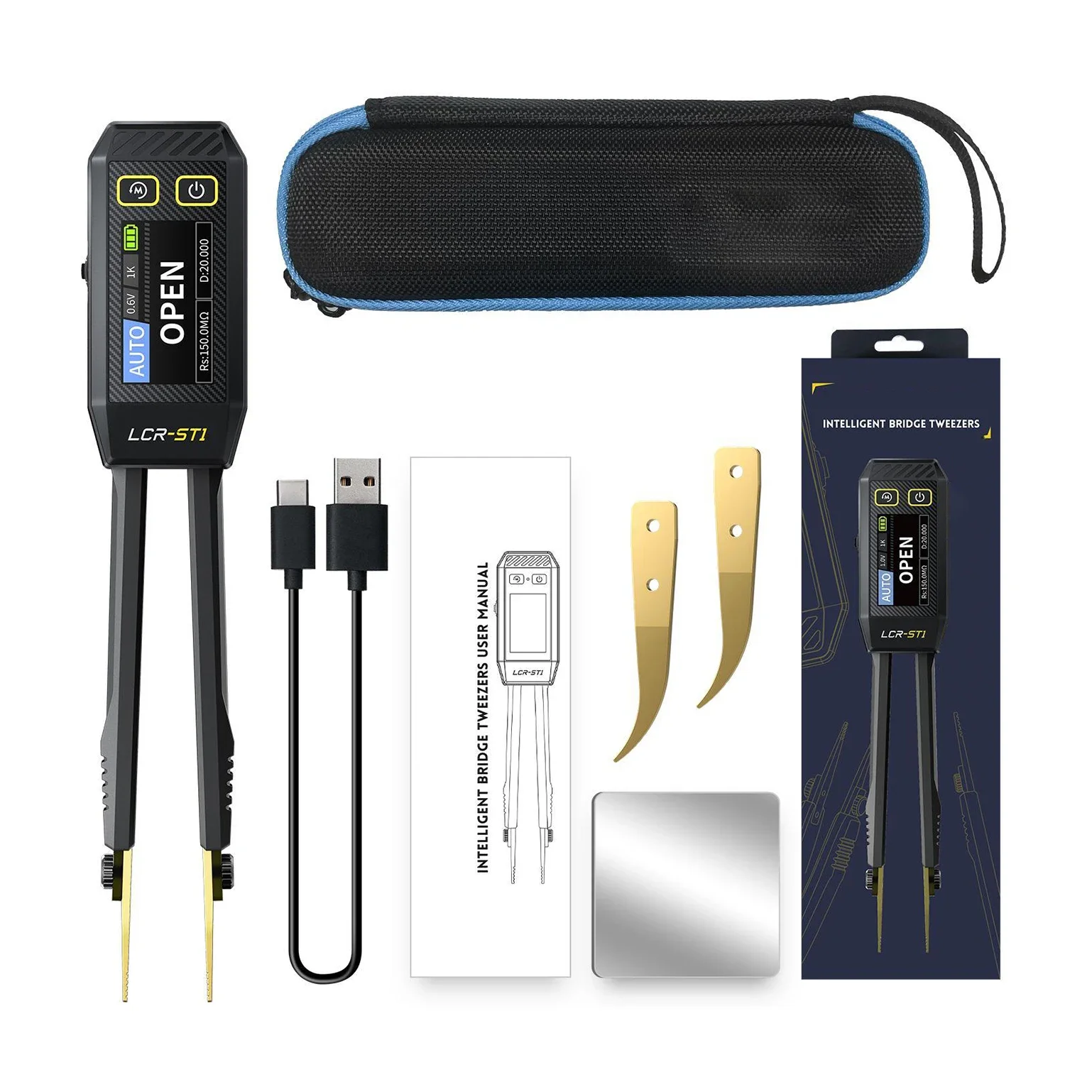 LCR-ST1 Digital BridgeMeter High Precision LCR Meter Tweeze Intelligent Tweezer Continuity Diode Test Measurement Tools