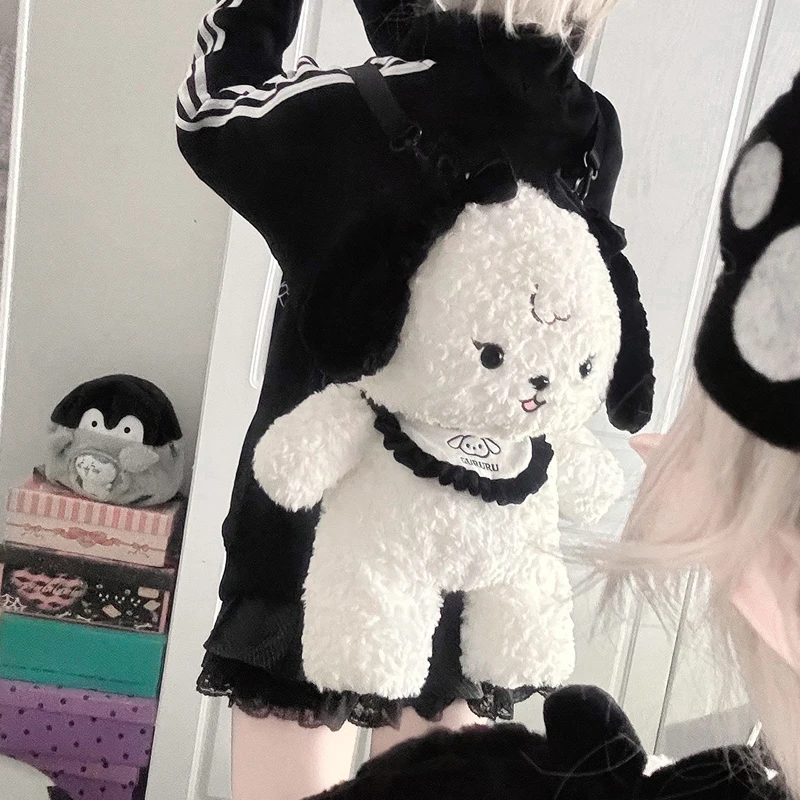GURURU Original Rice and vegetable roll Puppy Plush Double Shoulder Large Capacity Bag Lovely Lolita Girls' Backpack