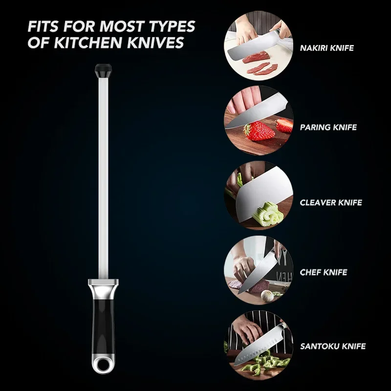 12 Inch Professional Kitchen Tools Ceramic Stick Rod Butcher Knife Sharpener