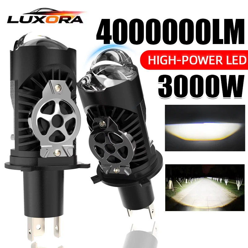 

H4/9003/HB2 LED Headlight Bulbs Projector Lens Canbus CSP Dual Chip 3000W 4000000LM 6500K Anti-Glare Easy Install Long Lifespan