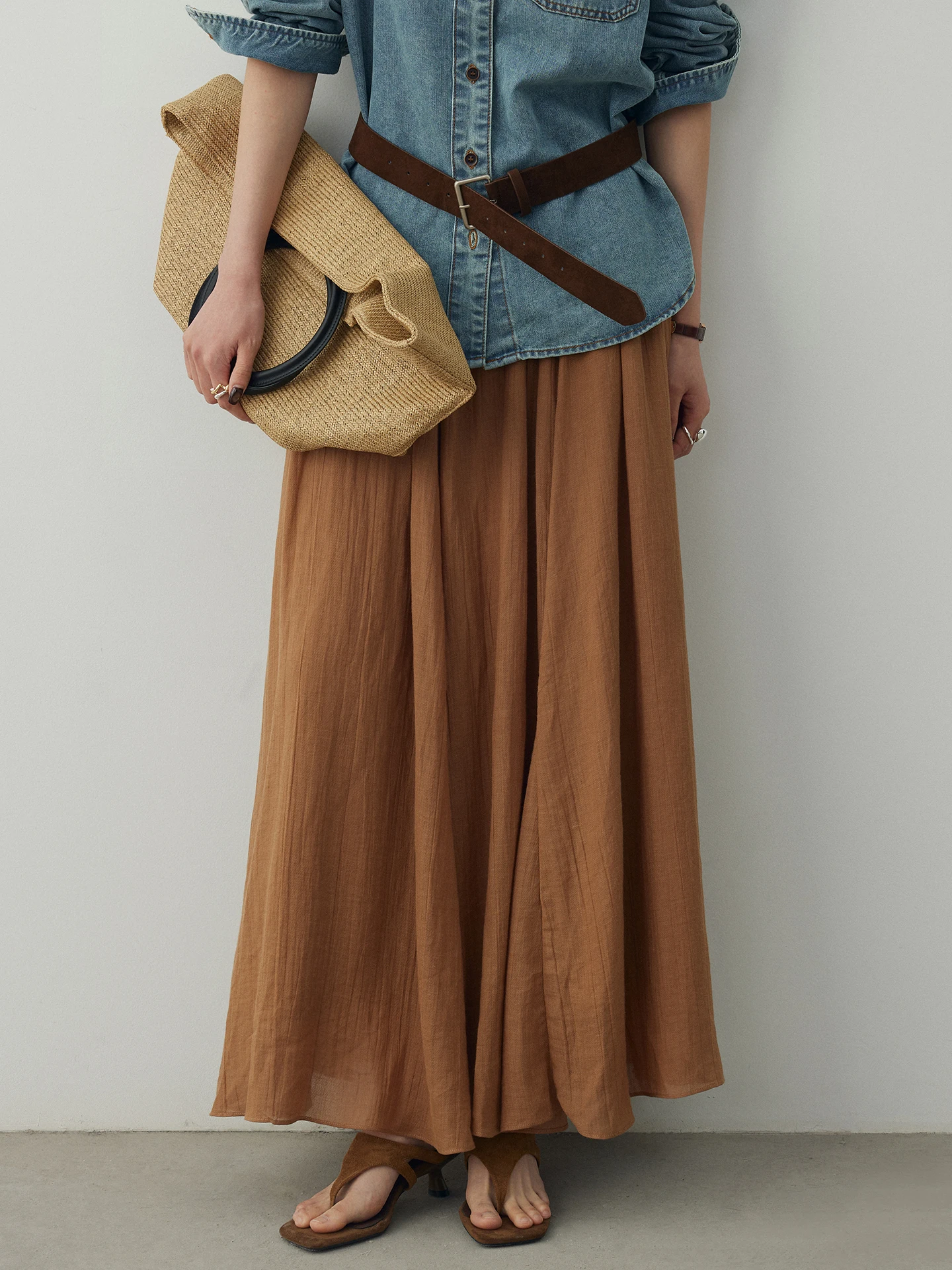 

Юбка KEARA А-силуэта с высокой талией из льняной ткани с поясом для женщин, весна-лето, повседневный стиль, для города и поездок на работу