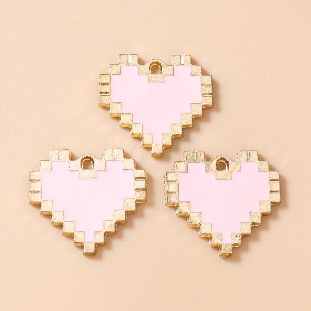 Leslie 20 Stück 20*22mm Bunte Herzanhänger für DIY Schmuckherstellung Zubehör Handgemachte Ohrringe Schlüsselanhänger Halsketten Anhänger – Detail 12