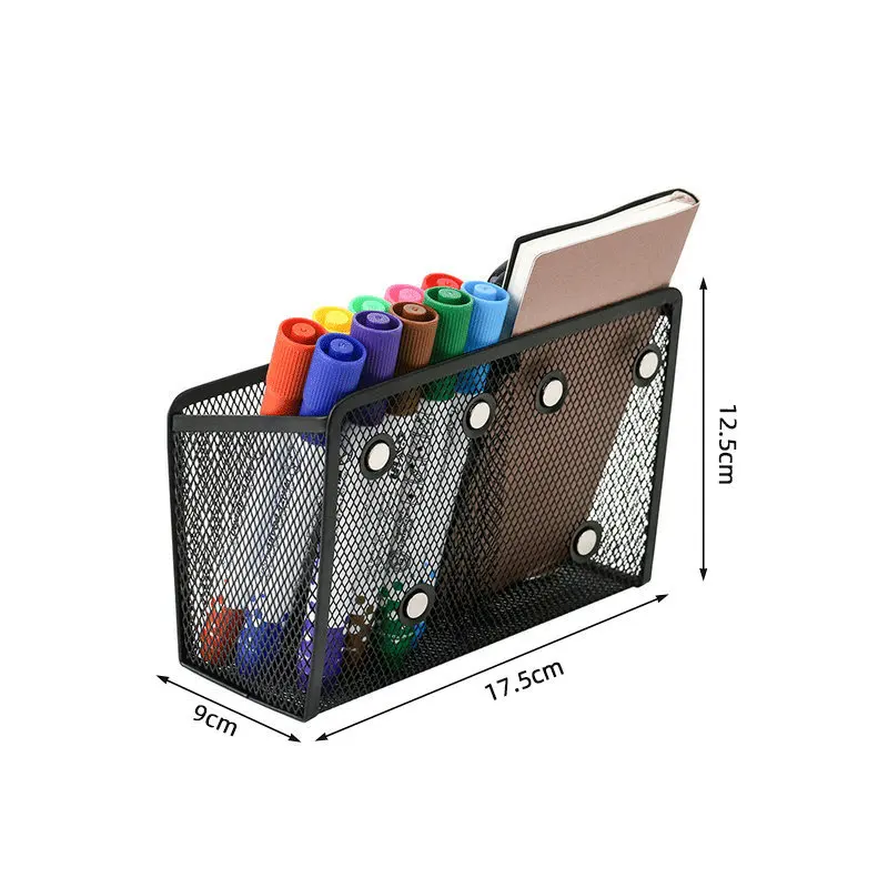 شبكة معدنية حامل قلم مغناطيسي اللوازم المكتبية سطح المكتب صندوق تخزين الأدوات المكتبية حامل قلم مغناطيسي بسيط السبورة