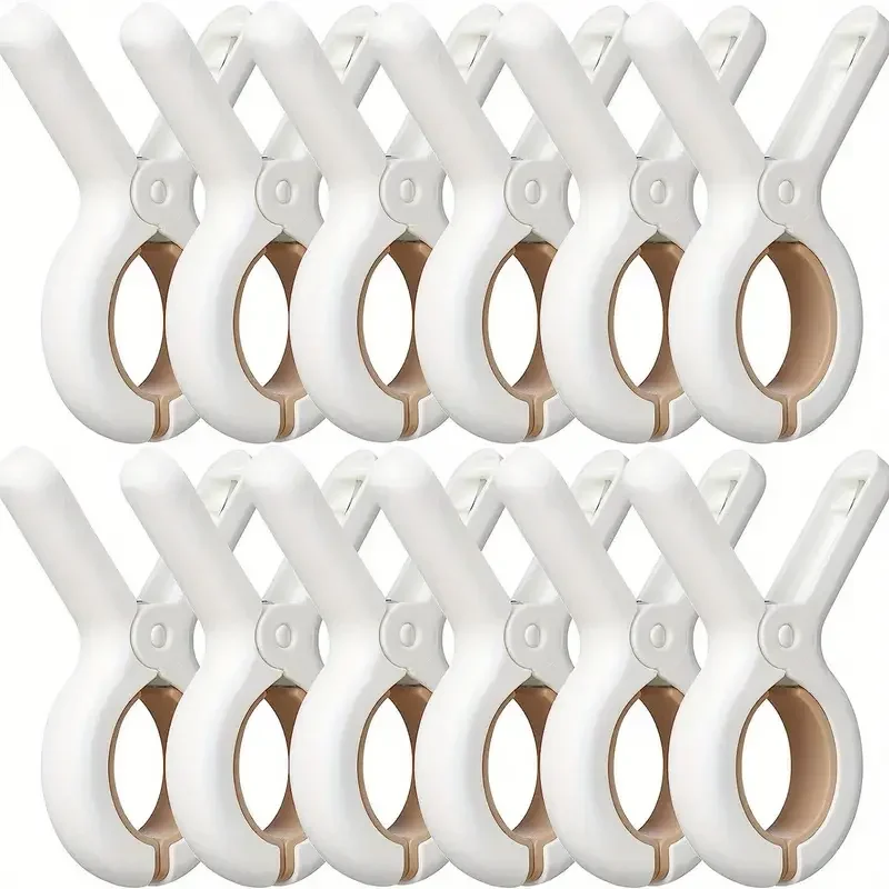 Image of 6/12er-Pack Kunststoff-Wäscheklammern mit Starken Rostfreien Federn, Robuste Strandtuch-Clips, Wäscheklammern zum Halten Ihrer Handtücher