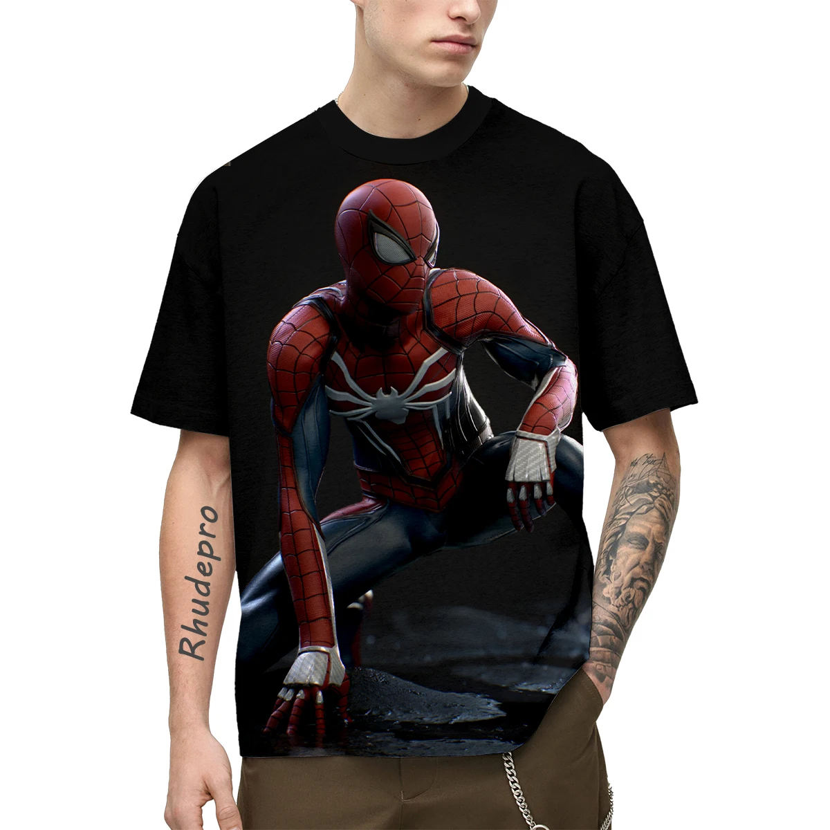 Miniso T-Shirts Spider-Man The Avengers Cartoon 3D Print Streetwear Men Women Fashion Oversized T Shirt Kids Boys Girl Tees Tops