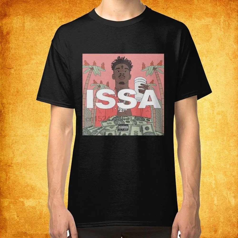 Issa 21 Savage Black Tshirt Clothing Funny Shirts for Men Graphic Tee Mens Cotton T Shirts Mens Short Sleeve Shirts