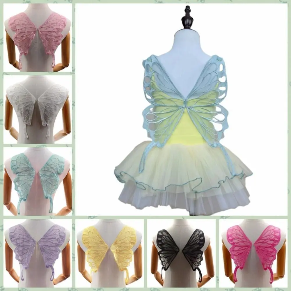 High Quality Polyester fabric Organza Butterfly Wings Patch Mesh DIY Decorative 3D Wings Patch Butterfly Patch