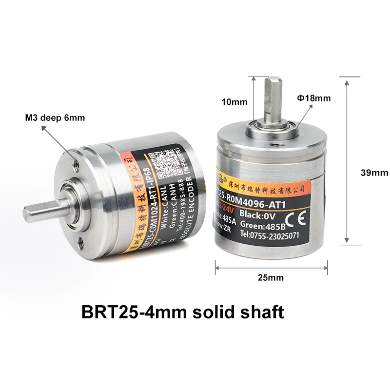 Miniature Absolute Encoder ⌀ 25mm-4mm Shaft Briterencoder RS485 RS232 Modbus RTU High Accuracy IP54&IP68