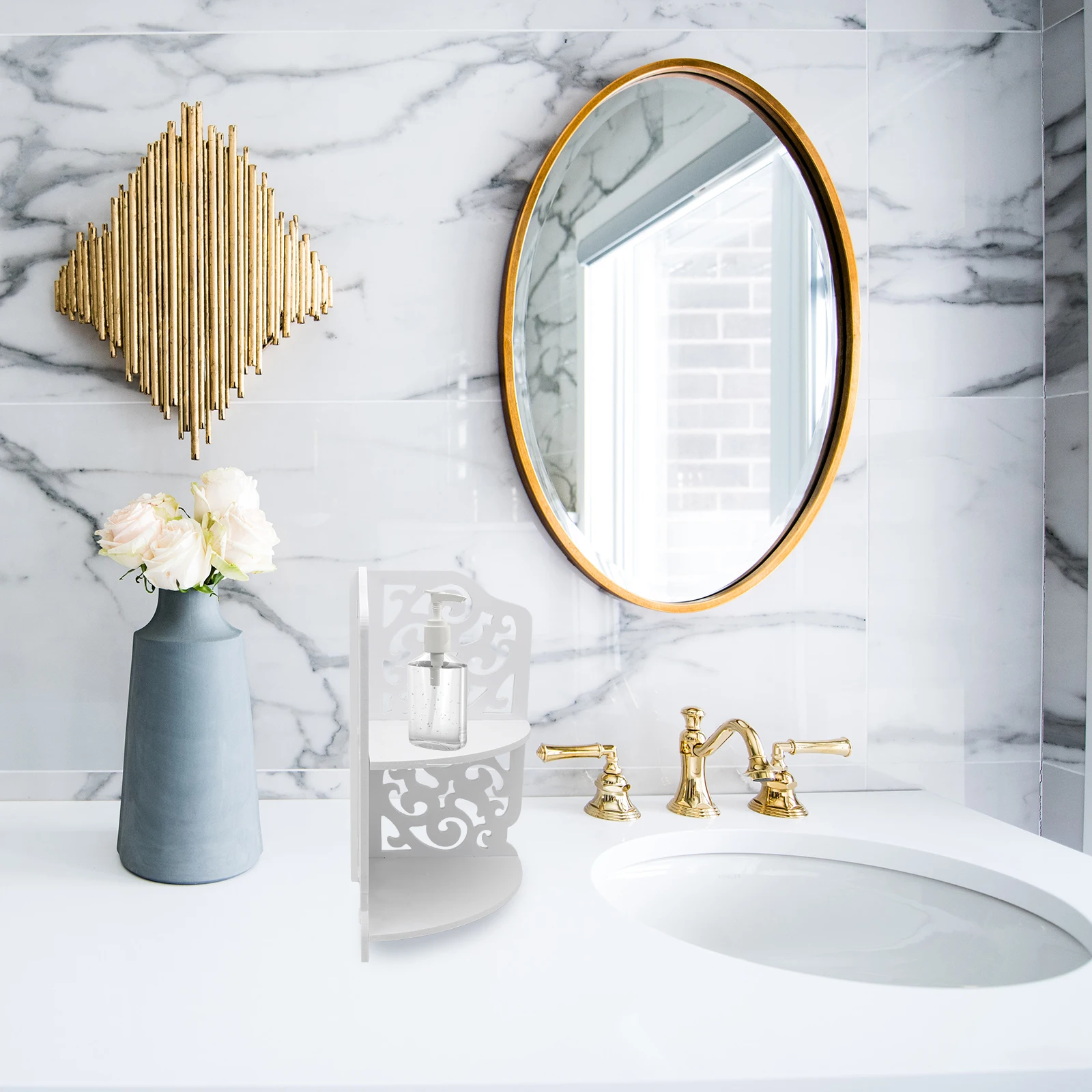 

1Pcs Home Sundries Organizer Bathroom Storage Rack Combine Split Ventilated Breathable White Storage Shelf Kitchen Shelf