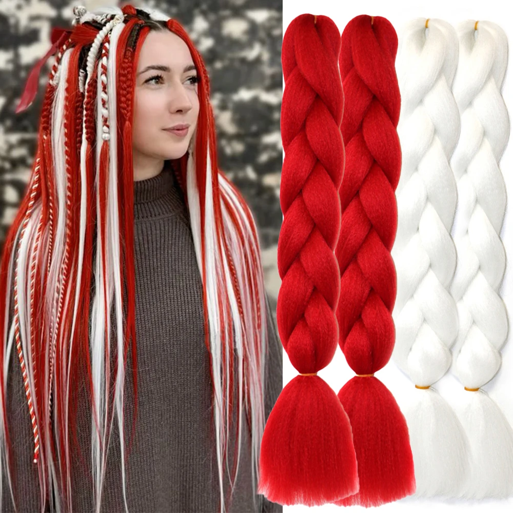 

Rainbow Profession Синтетическое наращивание волос Jumbo для плетения 24 дюйма 4 шт. 2 тона вязание крючком цветные наращивание волос для плетения