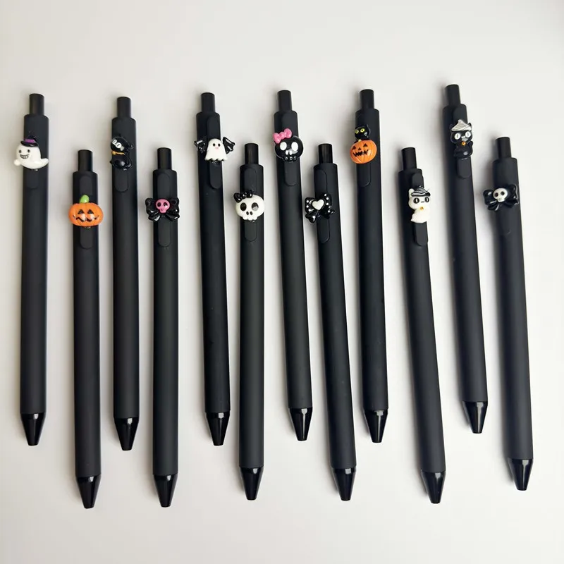 20/30pcs  Creative, simple, and cute Halloween-themed retractable gel pen with cartoon ghost design Random Color  Campus Design