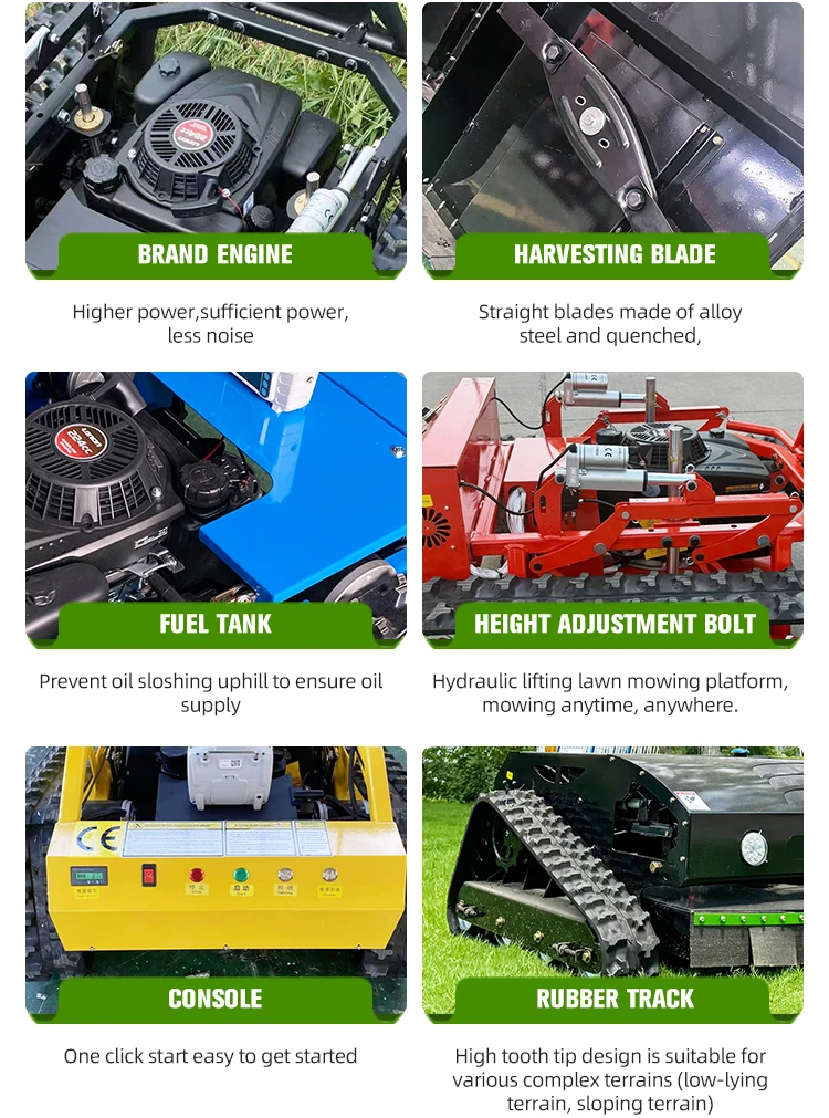 Maßgefertigter Kleiner Ferngesteuerter Rasentraktor 800mm Schnittbreite 224cc Motor Langlebiger Automatischer Rasenmäher – Detail 14