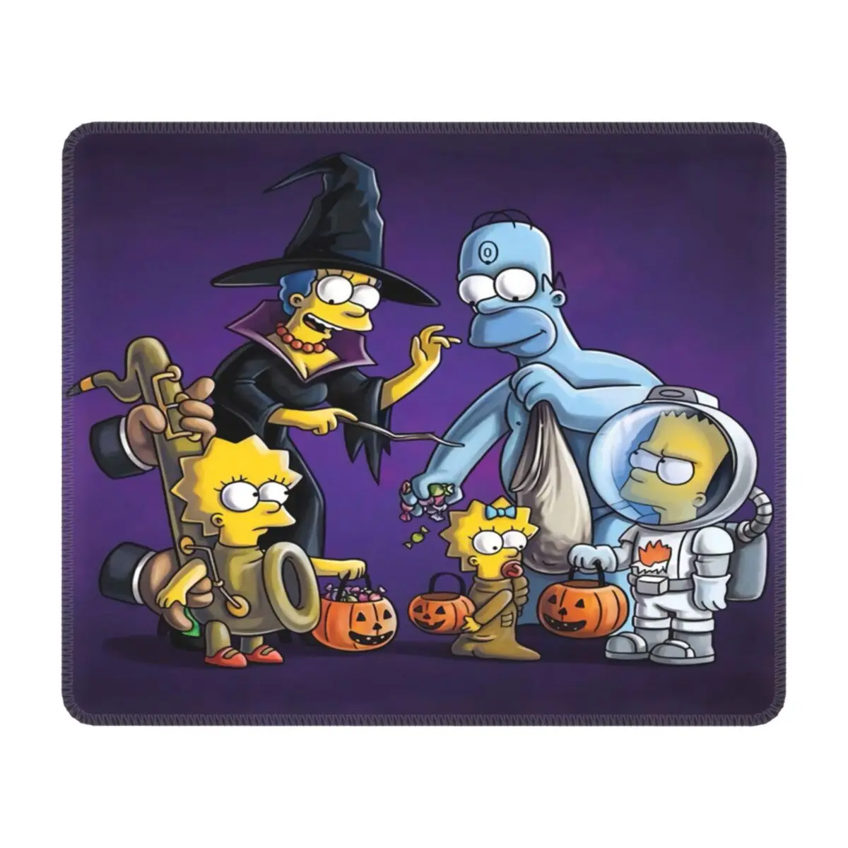 Custom Halloween The Simpsons Mouse Pad Anti-Slip Rubber Mousepad with Durable Stitched Edges for Gaming Computer PC Mouse Mat