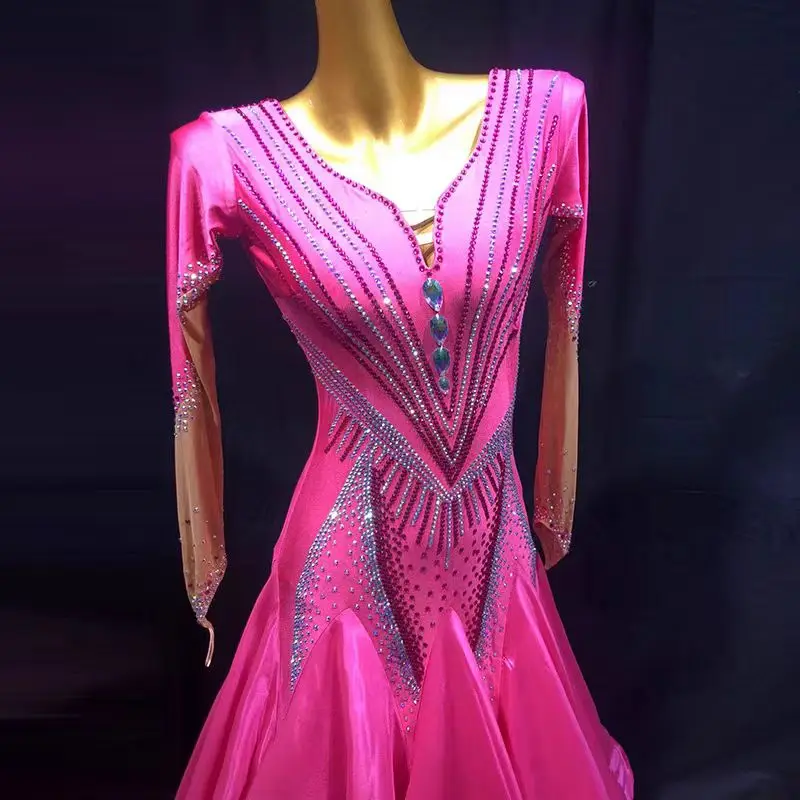 Vestido de baile moderno hecho a medida, danza internacional, vals, Swing, imitación de diamante, disfraz de actuación de competición para fiesta