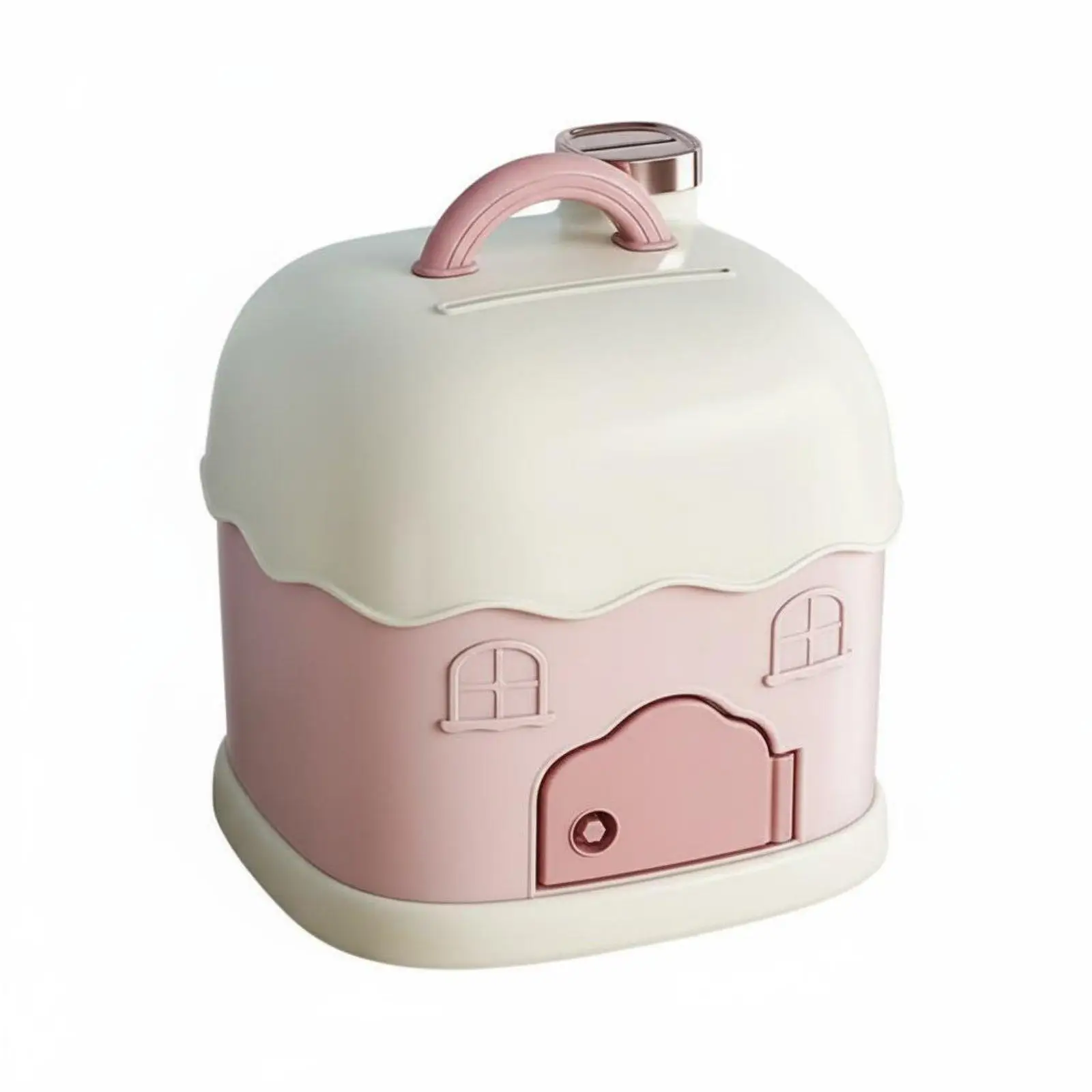 Children Money Bank with Lock Cute House Design Piggy Bank for Kids Double Slots for Coins and Bills Educational Savings Gift