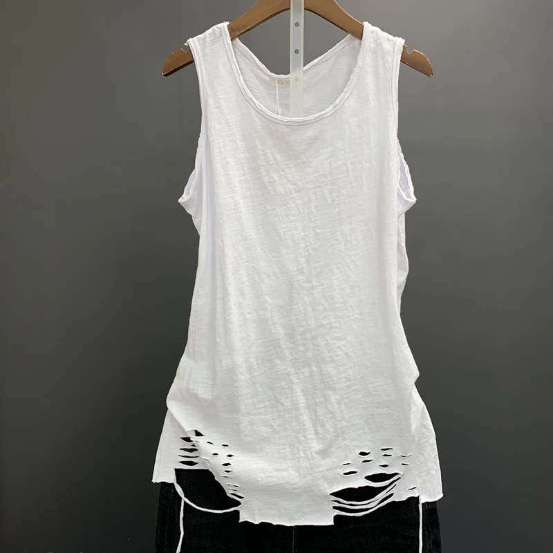 Solid cotton tank top for women, round-necklace, loose, casual, match all, new summer 2025