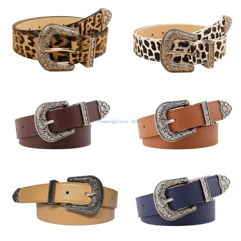 

652B Retro Waist Belt Chain for Dress Stage Dancing for Women Girls Leopard Print