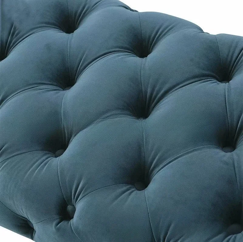 Nordic moderno quarto tecido fivela saco macio cabeceira móveis fezes sala de estar foyer aço inoxidável sapato mudando fezes