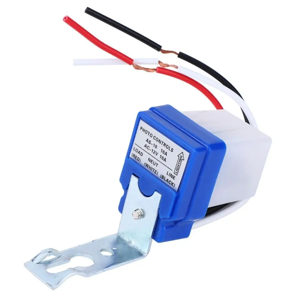 

2 шт. автоматический выключатель света AS-10, 220В/12В, 10А, датчик от заката до рассвета, всепогодный, дальность действия 10 м, фотоэлектрический выключатель
