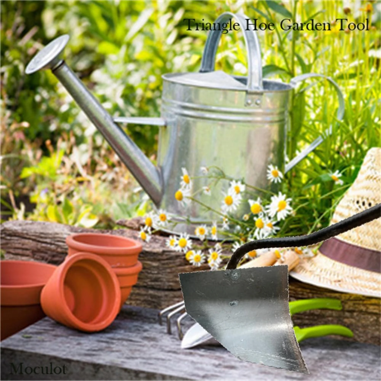 Soil Turning Hoe, Triangle Hoe Garden Tool, Hardened All-Steel Plow Ridging for Weeding Planting Digging Leveling Stain