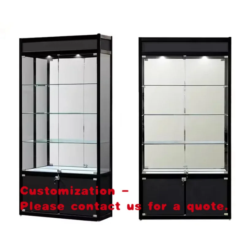 custom.HIKUYA Smoke Shop Aluminum Framed Glass Display Showcase Display Cabinet