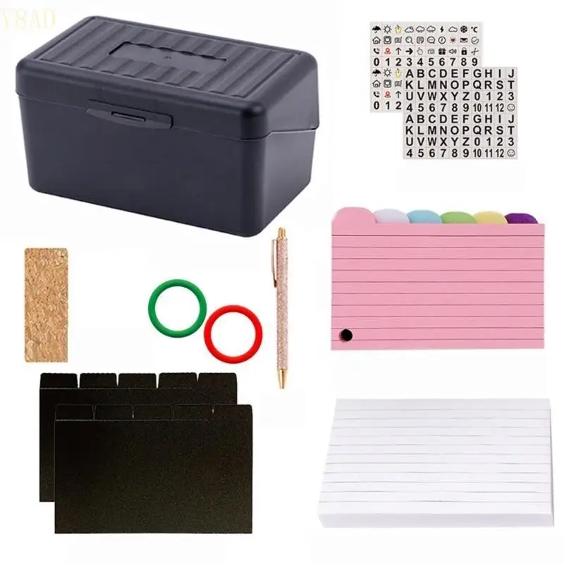 

Y8AD 200Sheets Note Paper Set with 150Sheets Colored Note Card Sticker Binder Rings Page Divider Pen and Note Storage Case