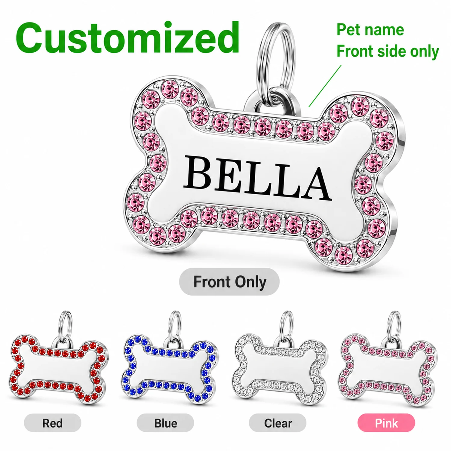 Personalisierte Hundemarke mit individuellem Text, Namensschild für Haustiere in Knochenform, lasergraviert, aus Legierung, Halsbandanhänger, personalisierte Namens-Hundemarken