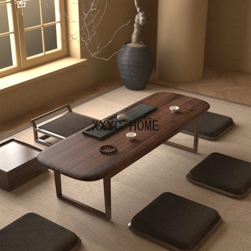 

Black Walnut Solid Wood Tea Table Modern Minimalist Low Table Log Zen Tatami Tea Table