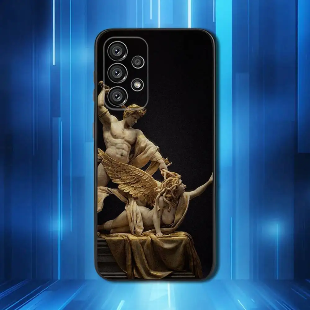 الأساطير اليونانية الفن ميدوسا لسامسونج غالاكسي A53,31,52,72,41,22,73,32,71,Note,J7,8,9,5G لينة الأسود سيليكون جراب هاتف