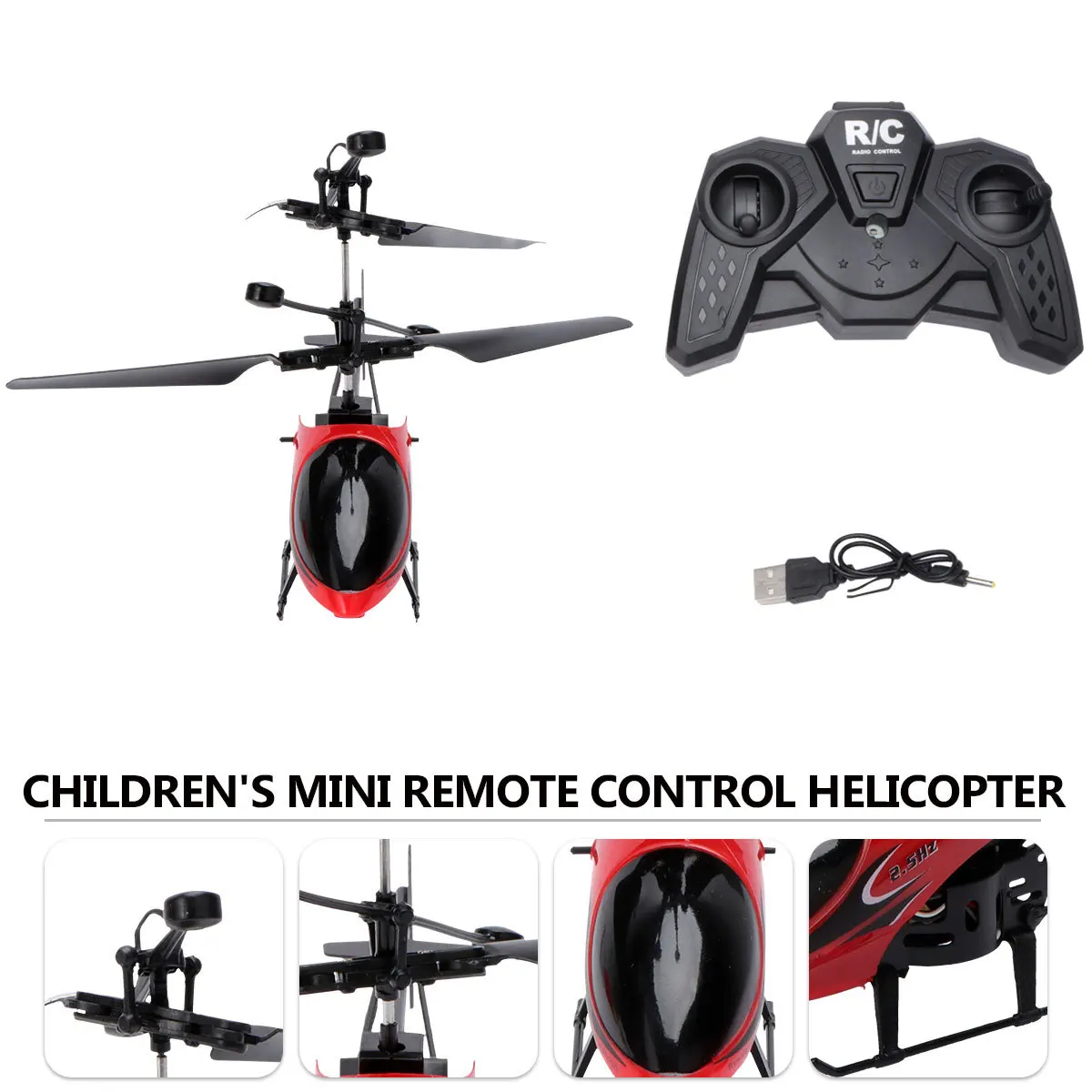 Rc 901 Mini Helicóptero Micro 2 Canais LED Luz Estável Tempo de Voo Aeronave de Controle Remoto para Iniciantes