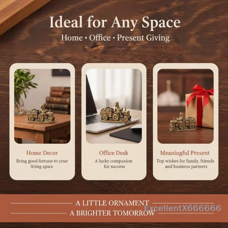 Pure Brass Tractor-Shaped Of Wealth Figurine Zhao Gongming Of Wealth Decoration, Desktop Craft, Copper Ornament