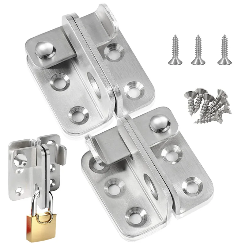 

Stainless Steel Door Buckle With Screws Safety Drawer Lock Stainless Steel Buckle Latch Closet Home Bathroom Room Door Bolt